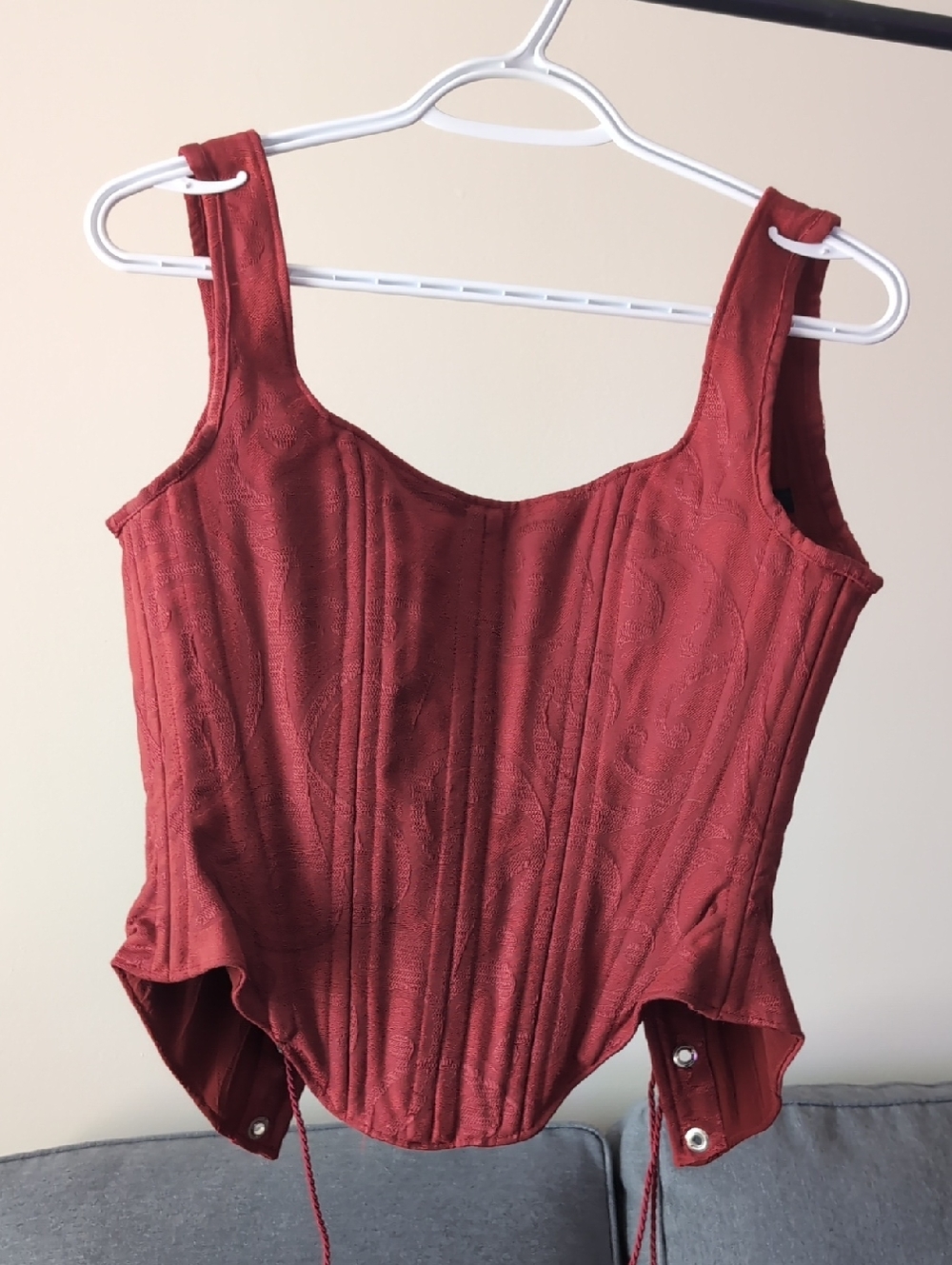 Women's Rust Red Corset-Style Tank Top